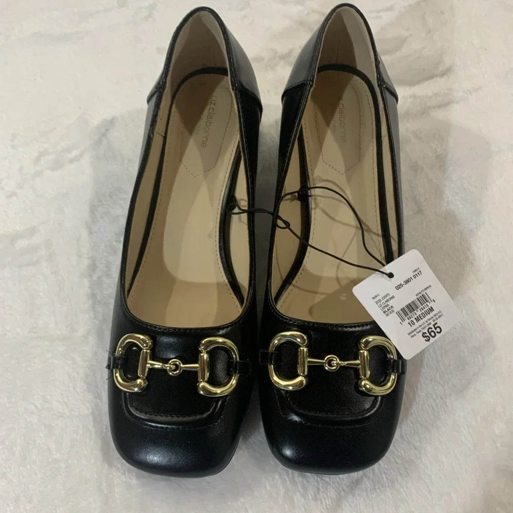 Giani Bernini Ameriee Dress Pumps Black Memory Foam Block Heel NIB - Size 10